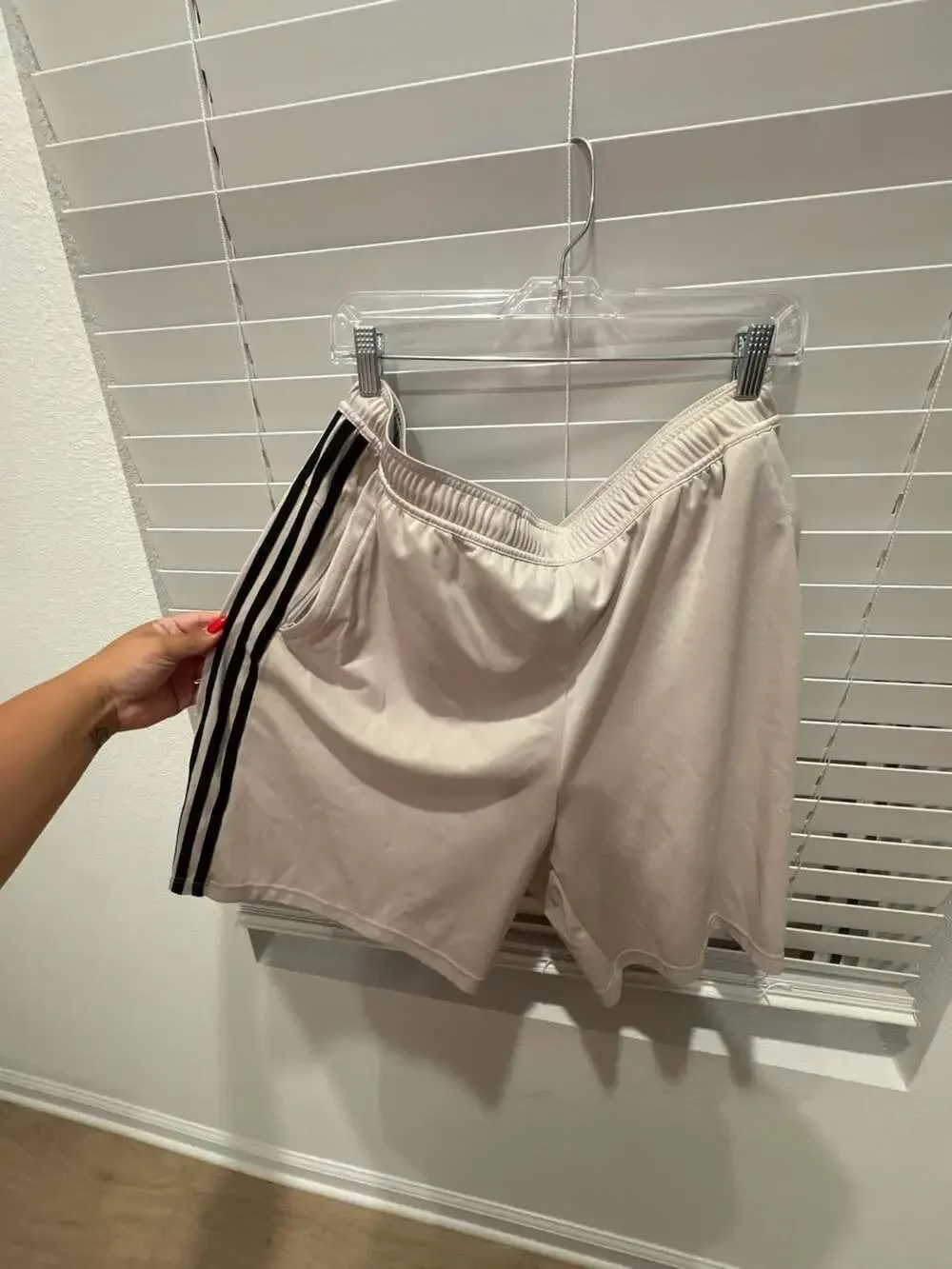 Adidas Men's 3-Stripes Athletic Shorts with Zipper Pockets - Beige, Size 2XL